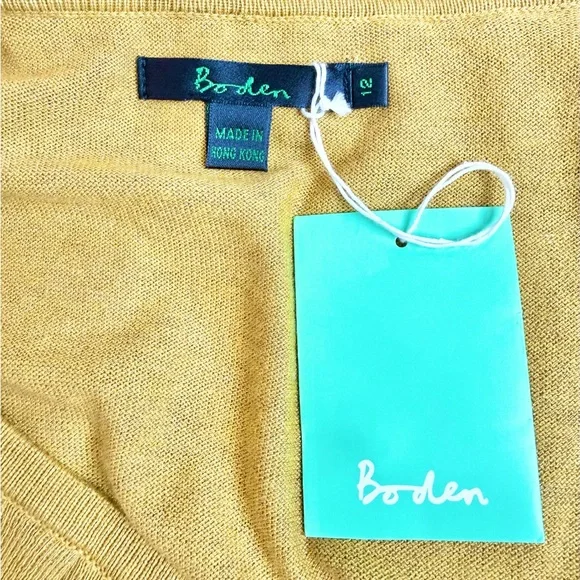 Boden Mustard Ruffle Trim Cardigan - Picture 7 of 9